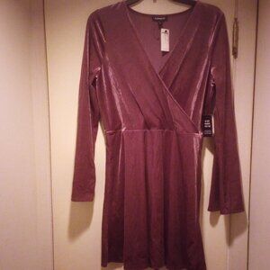 Express dress size M purple shimmer velvety criss cross front New tags!